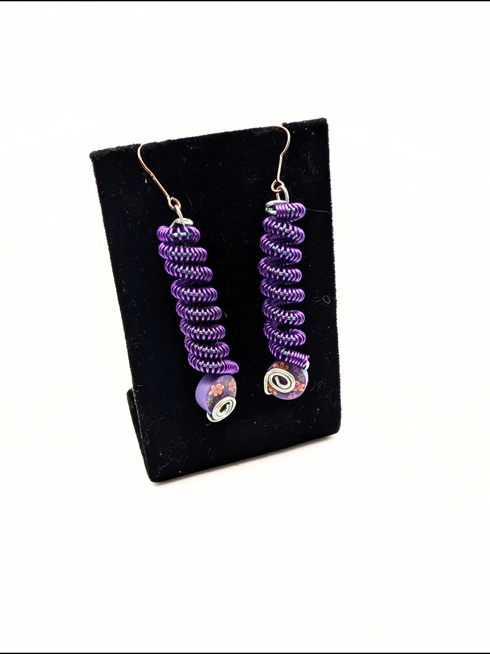 Purple Spiral Coil Handmade Earrings
